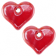 Abalorios de cerámica griega DQ corazón Rojo hoguera