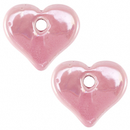 Abalorios de cerámica griega DQ corazón Rosa