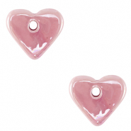 Abalorios de cerámica griega DQ corazón Rosa