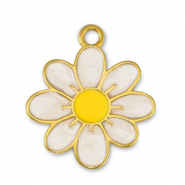 Colgantes met&aacute;licos DQ flor Blanco nacar-Amarillo-Dorado (sin n&iacute;quel)