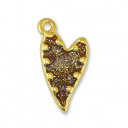 Colgantes met&aacute;licos DQ coraz&oacute;n Glitter Topacio-Dorado (sin n&iacute;quel)