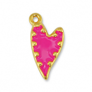 Colgantes met&aacute;licos DQ coraz&oacute;n Fucsia-Dorado (sin n&iacute;quel)