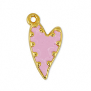 Colgantes met&aacute;licos DQ coraz&oacute;n Rosa claro-Dorado (sin n&iacute;quel)