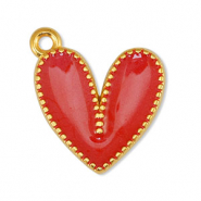 Colgantes met&aacute;licos DQ coraz&oacute;n Rojo nacar-Dorado (sin n&iacute;quel)