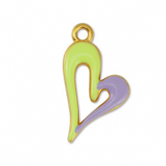 Colgantes met&aacute;licos DQ coraz&oacute;n Amarillo lim&oacute;n-Lila-Dorado (sin n&iacute;quel)