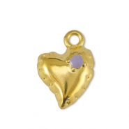Colgantes met&aacute;licos DQ coraz&oacute;n Lila-Dorado (sin n&iacute;quel)