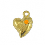 Colgantes met&aacute;licos DQ coraz&oacute;n Naranja-Dorado (sin n&iacute;quel)