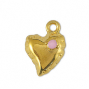Colgantes met&aacute;licos DQ coraz&oacute;n Rosa claro-Dorado (sin n&iacute;quel)