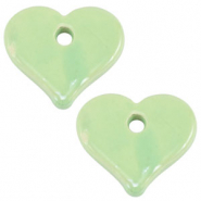 Abalorios de cerámica griega DQ corazón Verde claro