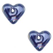 Abalorios de cer&aacute;mica griega DQ coraz&oacute;n Azul oscuro