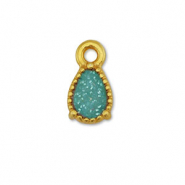 Colgantes met&aacute;licos DQ gota Dorado-glitter  turqueza (sin n&iacute;quel)