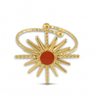 Anillos Acero Inox esmalte estrella Dorado-naranja