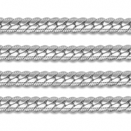Fornituras Acero Inox cadena jasseron gourmet plana Plateado