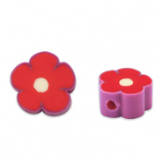 Abalorios de pol&iacute;meros flor Rojo-p&uacute;rpura malva