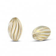 Abalorios acr&iacute;licos &oacute;valo con lineas Transparente-dorado