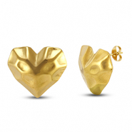 Pendientes Acero Inox coraz&oacute;n Dorado