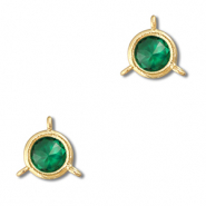 Entrepieza de cristal redondos Verde esmeralda-dorado