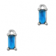 Colgantes de cristal rect&aacute;ngulo Azul-plateado
