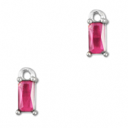 Colgantes de cristal rect&aacute;ngulo Rosa oscuro-plateado