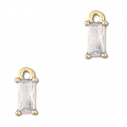 Colgantes de cristal rect&aacute;ngulo Transparente-dorado