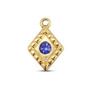 BY31&reg; Colgantes Acero Inox rombo Dorado-azul zafiro