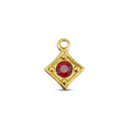 BY31&reg; Colgantes Acero Inox rombo Dorado-rojo ruby