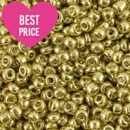 Rocalla cristal 6/0 (4mm) Dorado amarillo met&aacute;lico brillante
