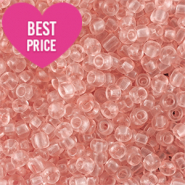 Rocalla cristal 8/0 (3mm) Rosa melocot&oacute;n claro transparente