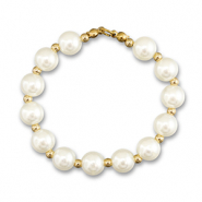Colgantes llamativos collar de perlas Blanco-dorado