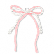 Colgantes llamativos doble lazo Blanco-rosa