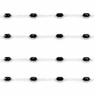 Fornituras Acero Inox cadena jasseron &oacute;valo Plata-negro