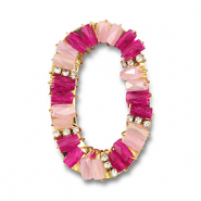 Colgantes faceteados &oacute;valo Rosa claro-fucsia rosa transparente-dorado