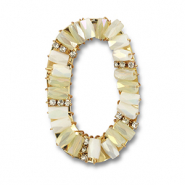 Colgantes faceteados &oacute;valo Blanco AB-transparente AB-dorado