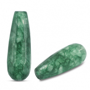 Piedras Naturales abalorios Cuarzo gota Verde oscuro-transparente