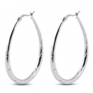 Pendientes Acero Inox criollas &oacute;valo Plateado