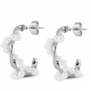 Pendientes Acero Inox con imitaci&oacute;n de perlas Plateado