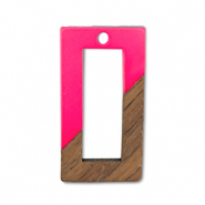 Colgantes de madera rect&aacute;ngulo Rosa ne&oacute;n-marr&oacute;n