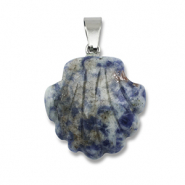 Colgantes de piedra natural sodalita y microclina conchas Azul-blanco