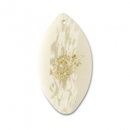 Colgantes de pol&iacute;meros hoja Blancuzco-beige-dorado
