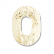 Colgantes de pol&iacute;meros &oacute;valo Blancuzco-beige-dorado