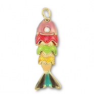 colgantes met&aacute;licos pez Dorado-multicolor