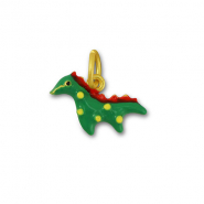 Colgantes met&aacute;licos dinosaurio Verde-rojo-dorado