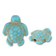 Abalorios de cer&aacute;mica tortuga Azul turquesa