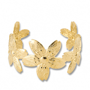 Pulseras Acero Inox bangle flor Dorado
