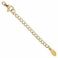 Fornituras Acero inox extenci&oacute;n set de cadena &oacute;valo con mosquet&oacute;n Dorado