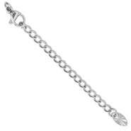 Fornituras Acero inox extenci&oacute;n set de cadena &oacute;valo con mosquet&oacute;n Plateado