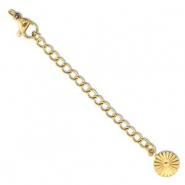Fornituras Acero inox extenci&oacute;n set de cadena flor con mosquet&oacute;n Dorado