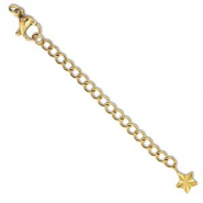 Fornituras Acero inox extenci&oacute;n set de cadena estrella con mosquet&oacute;n Dorado