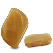 Piedras Naturales abalorios Calcedonia & &Aacute;gata hoja craquelado Transparente amarillo ocre-marr&oacute;n ocre