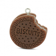 Colgantes de resina cookie Marr&oacute;n-blanco